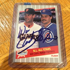 Will Clark Palmeiro Dual Signed 1989 Fleer #631 NL ALL STAR Baseball Card Giants