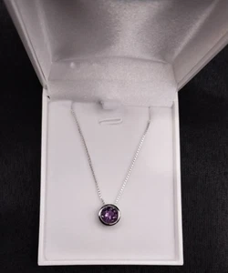 2.29 ct Colour Change Alexandrite Bezel Sterling Silver Italian Necklace-51 cm - Picture 1 of 12
