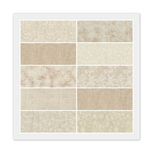 Lot of 10 Fat Quarters, NATURAL BEIGE TAN, 100% Cotton Fabric, 1 Duplicate - Picture 1 of 10