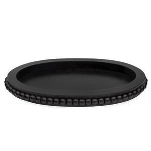 Wood Beaded Tray, Decorative Farmhouse Style Oval Wooden Tray - Picture 1 of 31