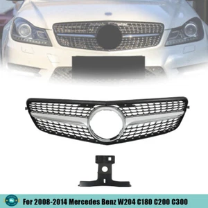 For 2008-2014 Mercedes Benz W204 Class C250 C300 C350 Front Grille Silver Trim - Picture 1 of 6