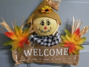 Letrero colgante puerta espantapájaros de bienvenida - otoño - color, tostado - Imagen 1 de 5