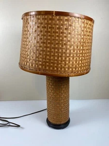 Vintage Holz Rattan Lampe Ito's Bambus Basteln Geflecht MCM 60er Made In Japan RAR - Bild 1 von 17