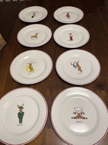 8er Set Antik Sammlerstück LTD Santas Regenhirsch China Teller mit OVP - Bild 1 von 24