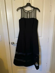 NWT Aidan Black Cocktail Dress with Illusion Top and Bottom - Size 6 - Picture 1 of 7