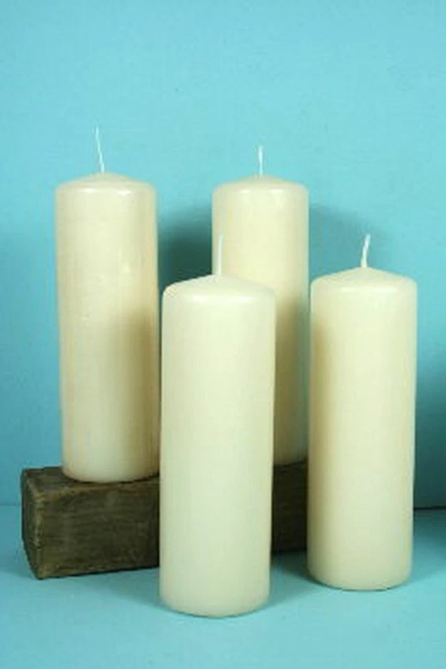 4 RIESEN cremefarbene "ALTAR" STUMPENKERZEN 200 x 68 mm GIES Stumpen Kerze