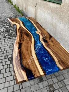 Epoxy Resin Dining Coffee Table Top Live Edge Custom Order Christmas Decorative - Picture 1 of 5
