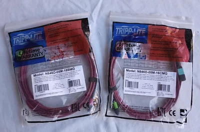 (2) Tripp Lite N846D-05M-16CMG 400GB Ethernet Fiber Optic Multimode 50/125 OM4  - Image 1 of 4