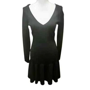 Abito maglione J.Crew nero orlo arricciato manica lunga moderno minimalista taglia M nuovo con etichette - Foto 1 di 15