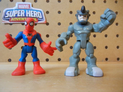 Playskool Marvel Super Hero Adventures COMPLETE SET: RHINO & SPIDER-MAN Villain Cover