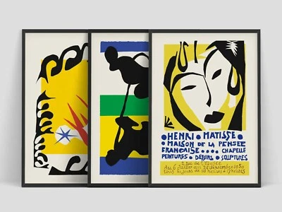 Conjunto de 3 Exposições de Arte por Henri Matisse Publicidade Vintage Impressão de Arte de Parede - Imagem 1 de 4