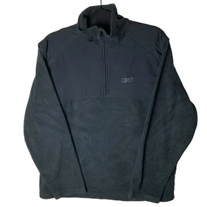 Reebok Black 1/2 Zip Small Logo Pullover Fleece Jacket Men's Size Approx Large L - Picture 1 of 8
