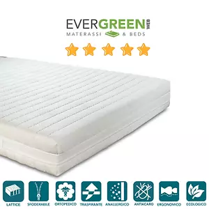 MATERASSO 90x190 PER LETTO SINGOLO IN LATTICE 7 ZONE SFODERABILE FODERA LAVABILE - Foto 1 di 5