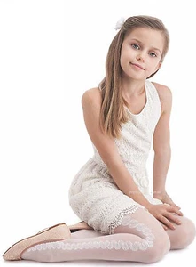 Girls White Patterned Tights 20Denier Bridesmaid Holy Communion "FABIANA"Knittex - Picture 1 of 1