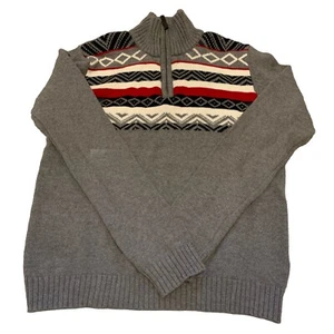 Chaps Sweater Pullover Boys Lg 14-16 1/4 Zip Gray - Picture 1 of 4
