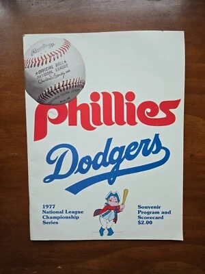 Rare Vintage MLB 1977 NLCS Baseball program Dodgers At Philadelphia Phillies  - Image 1 of 4