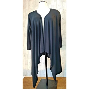 Red Woman's Black Open Front Cardigan Jacket Size XL Beautiful Lace Accent Back - Picture 1 of 13