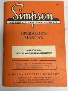 SIMPSON 360-2 MANUAL, FOR - DIGITAL VOLT-OHM-MILLIAMMETER  ^^ - Picture 1 of 6