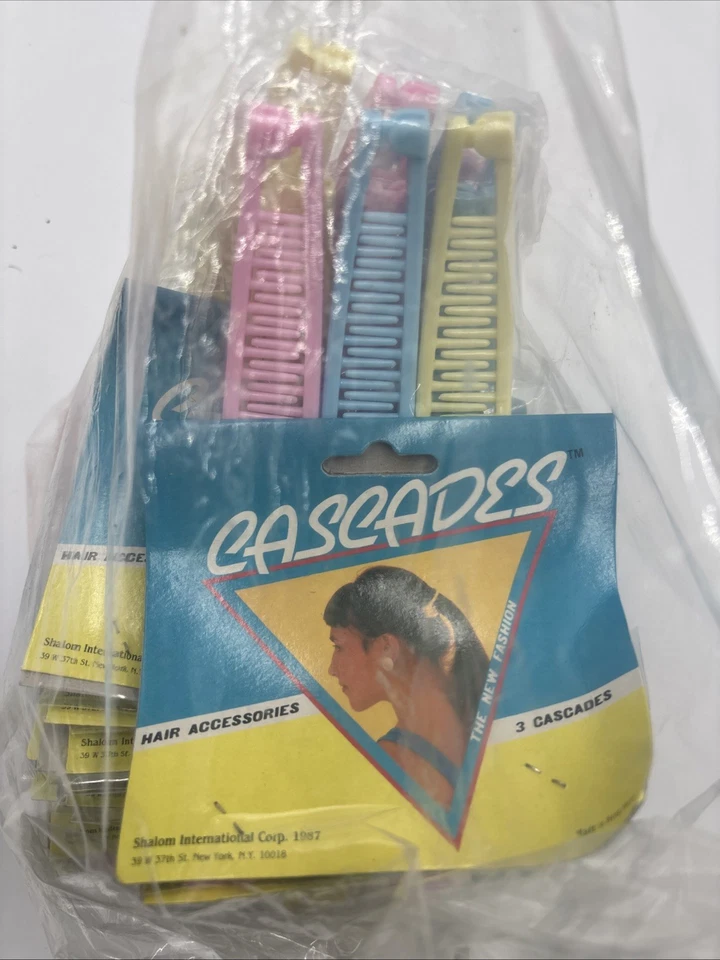 NOS 80s CASCADES 6” Banana Hair Clips Pastel 12 Packs 36 Total Vintage 80s Retro - Image 1 of 4