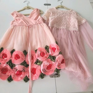 Unbranded Floral Lace Dressy Dresses Blush Light Pink Girl Size 150 S Lot Of 2 - Picture 1 of 4