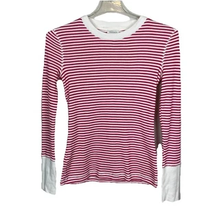 Sundance Thermal Top Womens XS Red White Stripe Waffle Knit Nautical Holiday NEW - Picture 1 of 9
