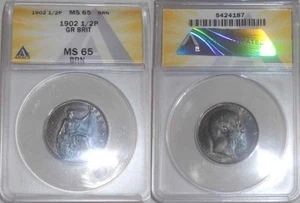 1902 Beautiful Bronze Coin Great Britain Half Penny King Edward VII MS 65 BRN - Picture 1 of 3