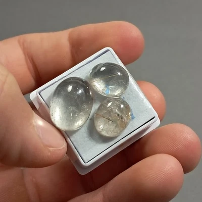 16.7 carat  x 3 Rutilated Quartz Oval Loose Cabochon gemstone 12x10mm Eo-1314 - Image 1 of 4