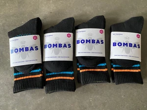 Bombas Lot 4 New In Package XS X-Small Black Orange Blue Striped Crew Socks - Picture 1 of 3