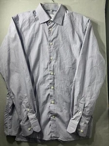 Eton mens Contemporary Fit Plaid Dress Shirt Large 16.5 Light Purple Twill - Picture 1 of 20