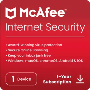 McAfee Internet Security Antivirus 2024 1 Device 1 Year 5 Minute EMAIL Delivery