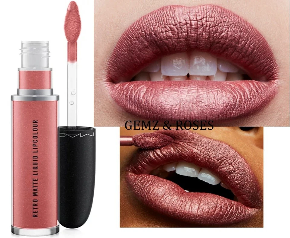 MAC Retro Matte Liquid Lipcolor Metallics Lipstick, 132 GEMZ & ROSES   NIB - Image 1 of 1