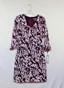 Abito tubino donna Karl Lagerfeld bianco bordeaux manica 3/4 volant nuovo con etichette taglia 2 - Foto 1 di 9