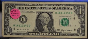 2009 $1.00 FANCY SIX OF A KIND VERY RARE VERY COOL 98.7% CI LOOK SN#H1811114D - Picture 1 of 2