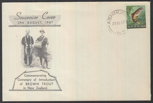 NEW ZEALAND 1967 7½c BROWN TROUT ILLUSTRATED FDC (ID:014/D63466) - Image 1 of 1