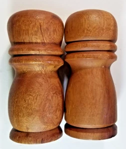 Mid Century Modern Wood Salt & Pepper Shaker Set Rustic French Country  - Picture 1 of 4