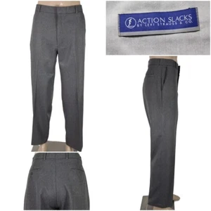 Vintage Action Slacks by LEVI STRAUSS Men's 35 x 31 Gray Dress Slacks Pants EUC - Picture 1 of 12
