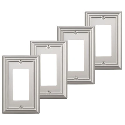 DEWENWILS 4-Pack Metal Wall Outlet Cover Decorator Brushed Nickel Wall Plates - Image 1 of 4