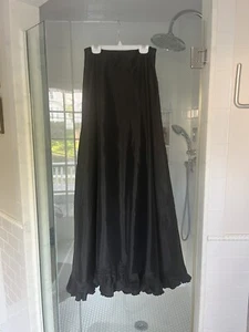 Vintage'80 Victor Costa Black Iridescent Taffeta Maxi Skirt Size 6 Hem Pleaded - Picture 1 of 6
