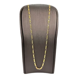 18ct 18K Two Tone Gold Italian (3x1) Figaro Chain Necklace 6.06 Grams 59cm. New - Picture 1 of 8