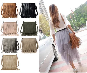 Women Tassel Should Bag Crossbody Bag PU Leather Fashion Handbag - Picture 1 of 23