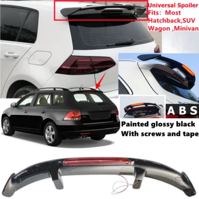Universal Gloss Black Rear Roof Spoiler w/Light Fit For VW Jetta Wagon 2009 2010 - Image 1 of 4