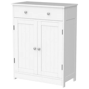 Freestanding BathroomCabinet, Floor Storage Cabinet with Doors and Drawer, White - Picture 1 of 5