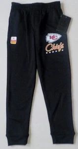 KANSAS CITY CHIEFS SWEATPANTS BOYS S M L NWT BLACK POLYESTER PANTS 4 5/6 7 - Picture 1 of 2
