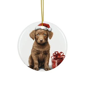 Adorno colgante de cerámica para árbol de Navidad - Dibujo de cachorro Chesapeake Bay Retriever - Imagen 1 de 4