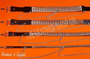 Bullet New Gothic -Biker-Punk Belts Pyramid Stud Real Leather UK Chain Belts - Picture 1 of 1