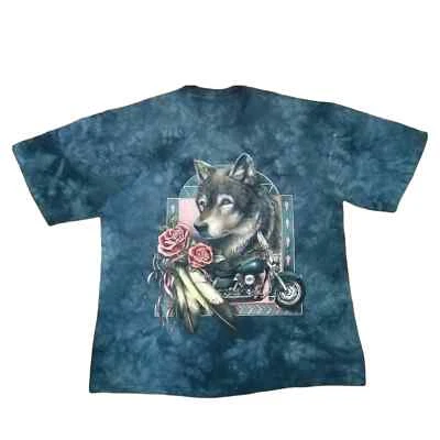 Vintage Motorcycle Wolf T-Shirt Mens 2XL Tie Die Biker Streetwear Y2K Crewneck - Image 1 of 3