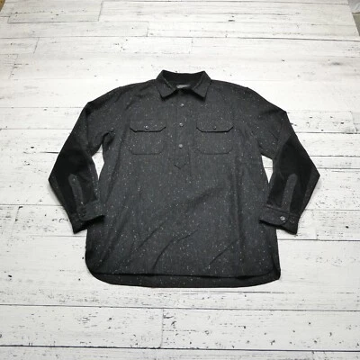 Pendleton Wool Shirt Size Large Black Speckled Pullover Flannel Corduroy Accents - Image 1 of 4