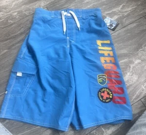 Costume da bagno boxer ragazzo Joe grande 14 16 squali blu tasca cargo finto coulisse - Foto 1 di 7