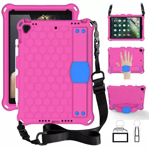 For iPad 9th 8th 7th 6th Generation Kids EVA Shockproof Case With Shoulder Strap - Picture 1 of 19