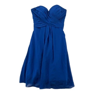 Bill Levkoff Dress Womens 8 Blue Strapless Pleated Lace Back Mini Prom Party - Picture 1 of 6